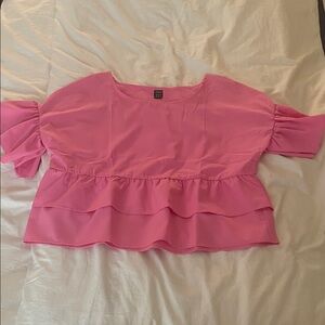 SHEIN Pink Layered Ruffle Blouse